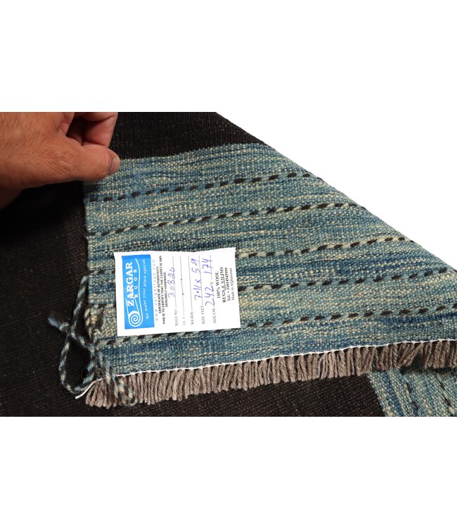 242x174 cm Handgewebter Moderner  Woll-Kelim-Teppich