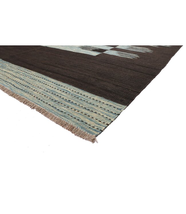 242x174 cm Handgewebter Moderner  Woll-Kelim-Teppich