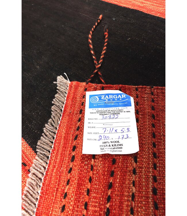 240x173 cm Handwoven Modern Red Wool Kilim Rug