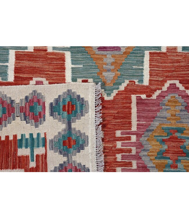 251x182 cm Handgeweven Traditionele Kelim Vloerkleed Wol Tapijt