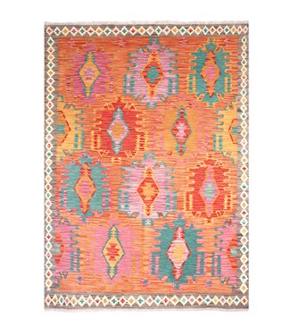 Kelimshop 196x152 cm Handgeweven Traditionele Kelim Vloerkleed Wol Tapijt Kelimshop 196x152 cm Handgeweven Traditionele Kelim Vloerkleed Wol Tapijt