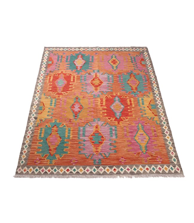 196x152 cm Handwoven Traditional Kelim Area Rug Wool Carpet
