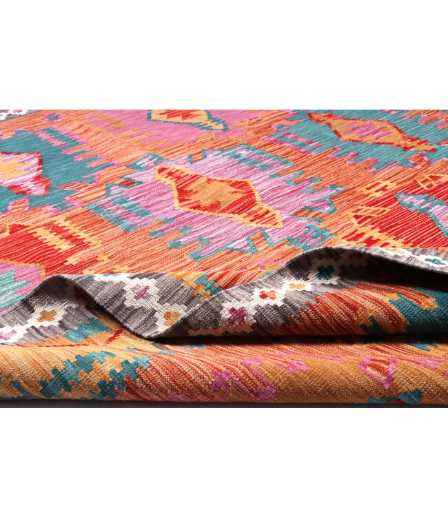 196x152 cm Handwoven Traditional Kelim Area Rug Wool Carpet