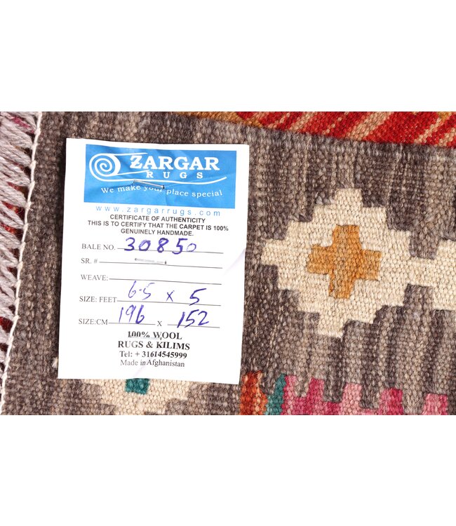 196x152 cm Handwoven Traditional Kelim Area Rug Wool Carpet