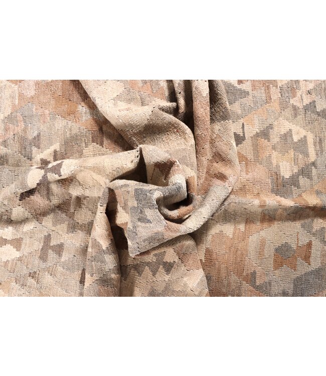 252x218 cm Handgeweven Natural Kelim Wol Tapijt