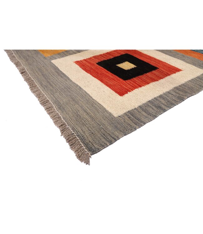 298x192 cm Handwoven Modern Red Wool Kilim Rug