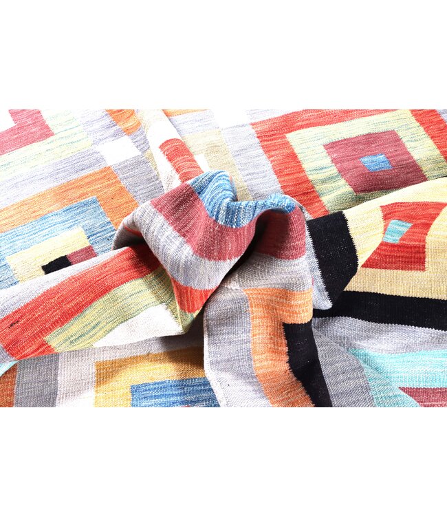 298x192 cm Handwoven Modern Red Wool Kilim Rug