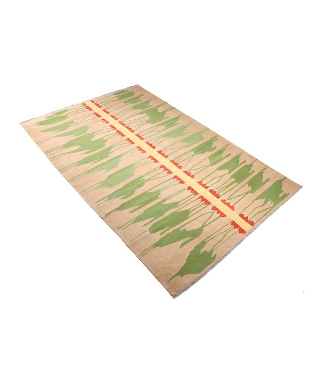 297x196 cm Handwoven Modern Red Wool Kilim Rug