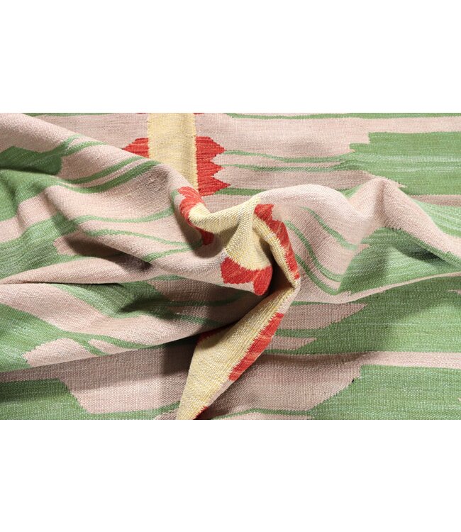 297x196 cm Handwoven Modern Red Wool Kilim Rug