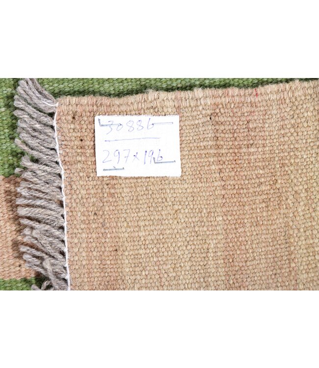 297x196 cm Handwoven Modern Red Wool Kilim Rug