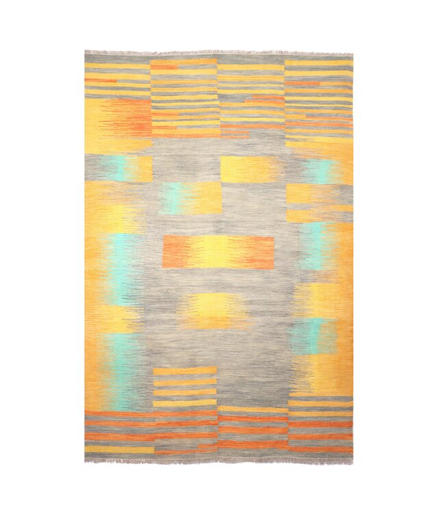 247x164 cm Handwoven Modern Red Wool Kilim Rug