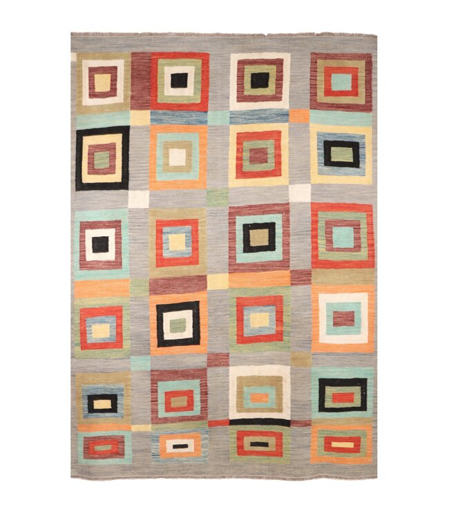 254x184 cm Handgeweven Moderne  Wollen Kelim Tapijt