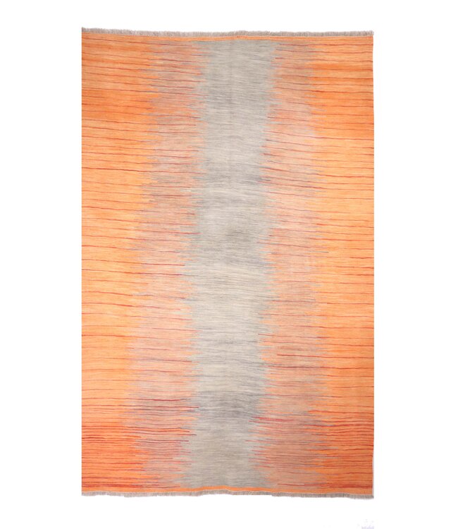 252x174 cm Handwoven Modern Red Wool Kilim Rug
