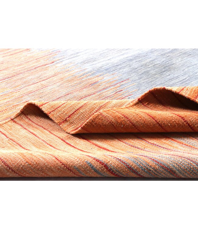 252x174 cm Handwoven Modern Red Wool Kilim Rug