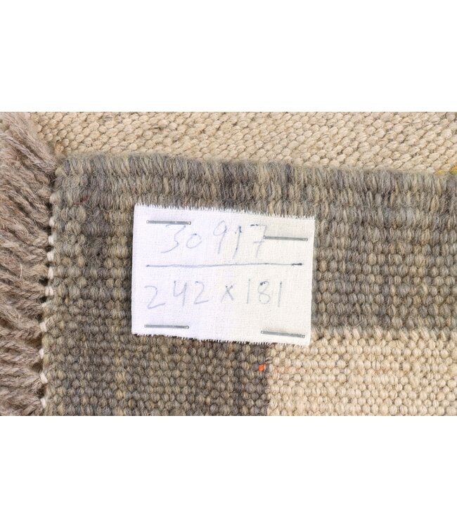 242x181 cm Handwoven Modern Red Wool Kilim Rug