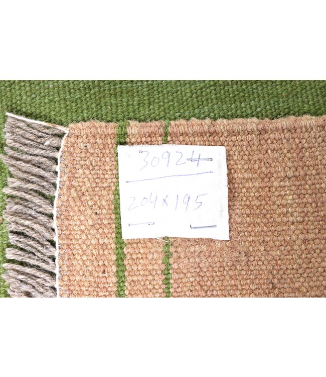 204x195 cm Handwoven Modern Red Wool Kilim Rug