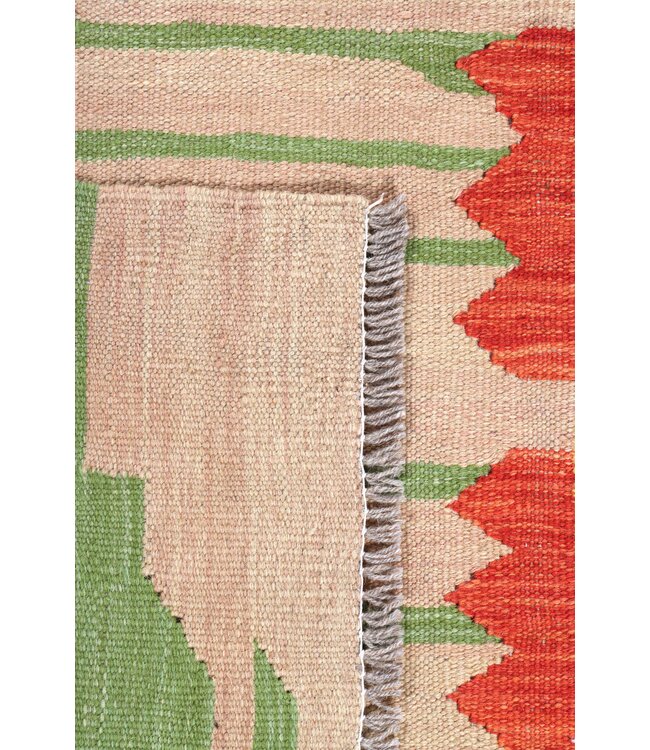 180x176 cm Handwoven Modern Red Wool Kilim Rug