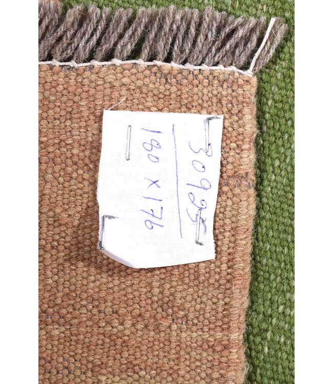 180x176 cm Handwoven Modern Red Wool Kilim Rug