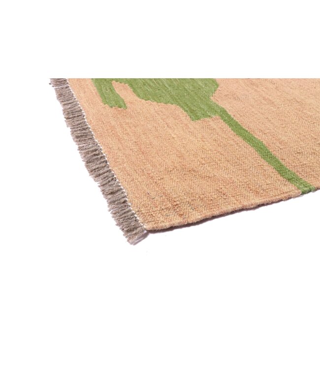 180x176 cm Handwoven Modern Red Wool Kilim Rug