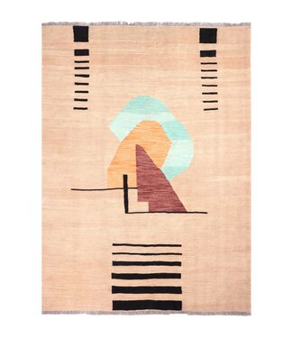 Kelimshop 203x152 cm Handgewebter Moderner  Woll-Kelim-Teppich