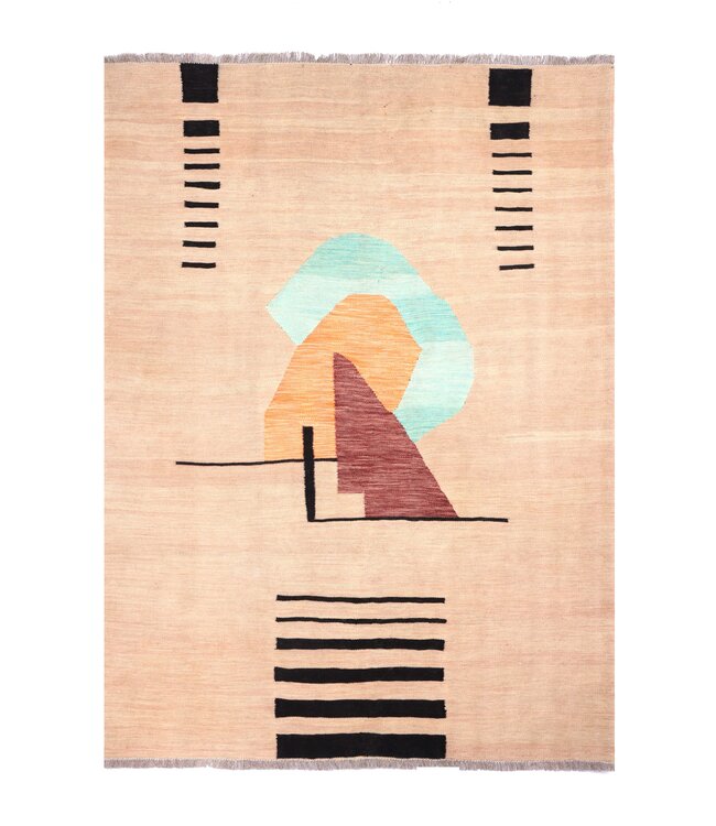 203x152 cm Handgewebter Moderner  Woll-Kelim-Teppich