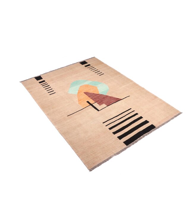 203x152 cm Handgewebter Moderner  Woll-Kelim-Teppich
