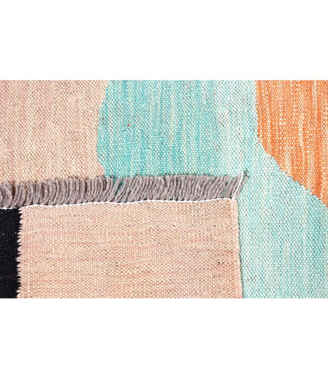 203x152 cm Handwoven Modern Red Wool Kilim Rug