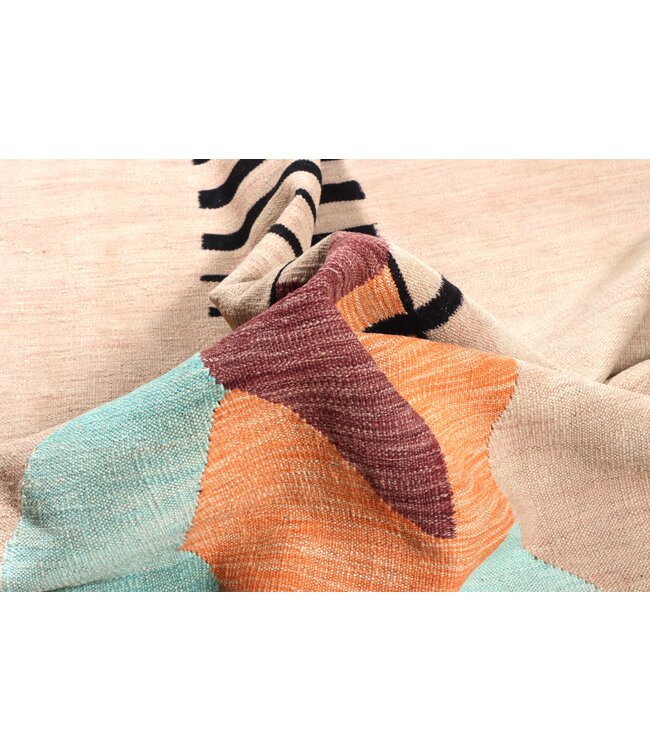 203x152 cm Handgewebter Moderner  Woll-Kelim-Teppich