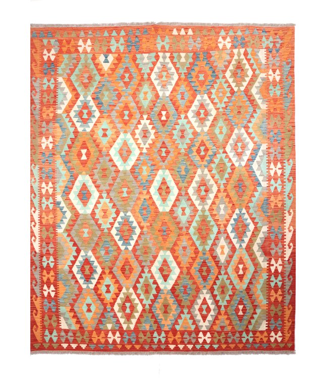 248x204 cm Handgeweven Traditionele Kelim Vloerkleed Wol Tapijt