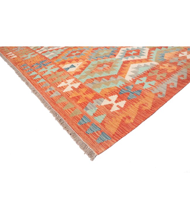 248x204 cm Handgeweven Traditionele Kelim Vloerkleed Wol Tapijt