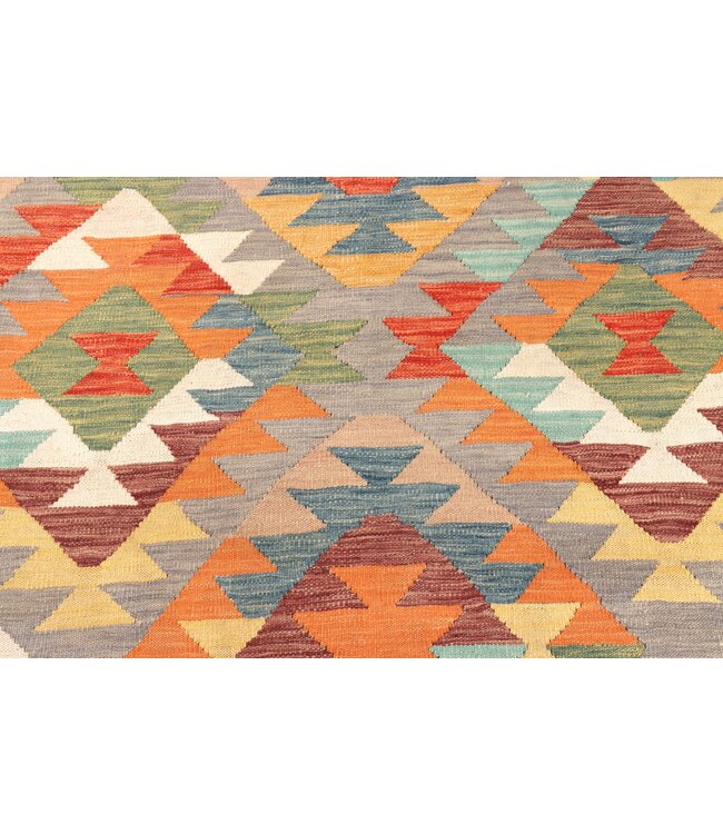 303x191 cm Handgeweven Traditionele Kelim Vloerkleed Wol Tapijt
