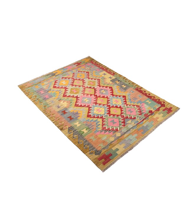 198x148 cm Handgewebter Traditioneller Kelim Teppich Woll