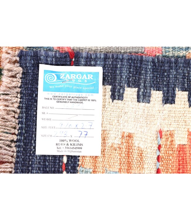 298x77 cm Handwoven Kelim Runner Wool Rug