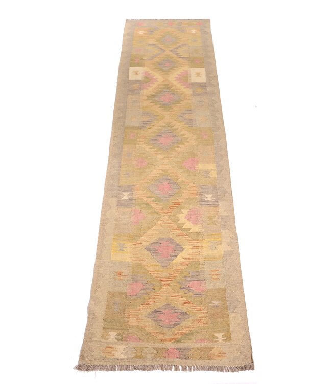 295x77 cm Handwoven Kelim Runner Wool Rug