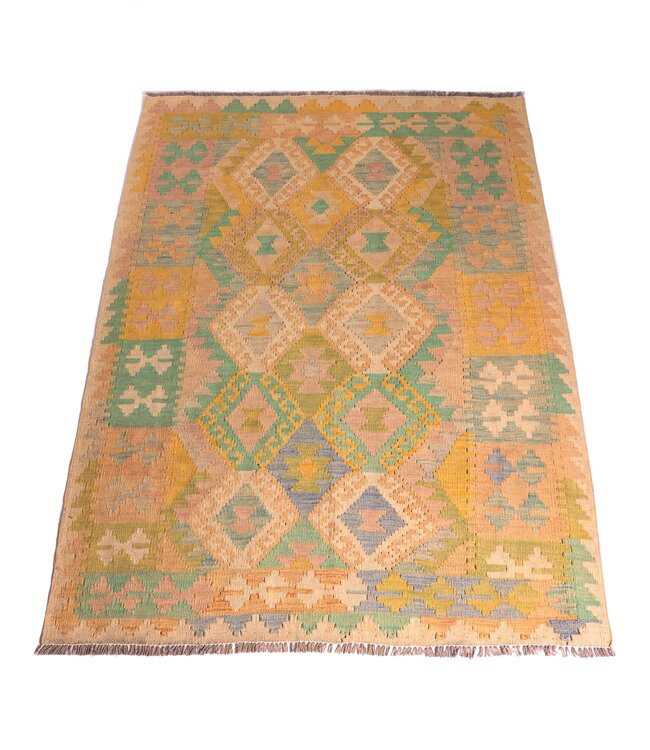 175x124 cm Handgeweven Traditionele Kelim Vloerkleed Wol Tapijt