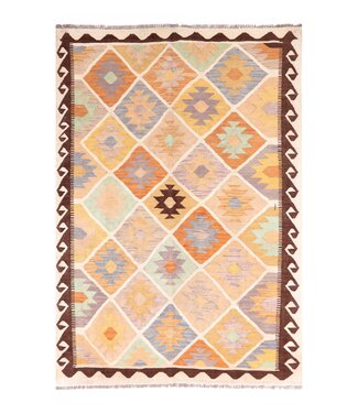 Kelimshop 200x141 cm Handgewebter Traditioneller Kelim Teppich Woll