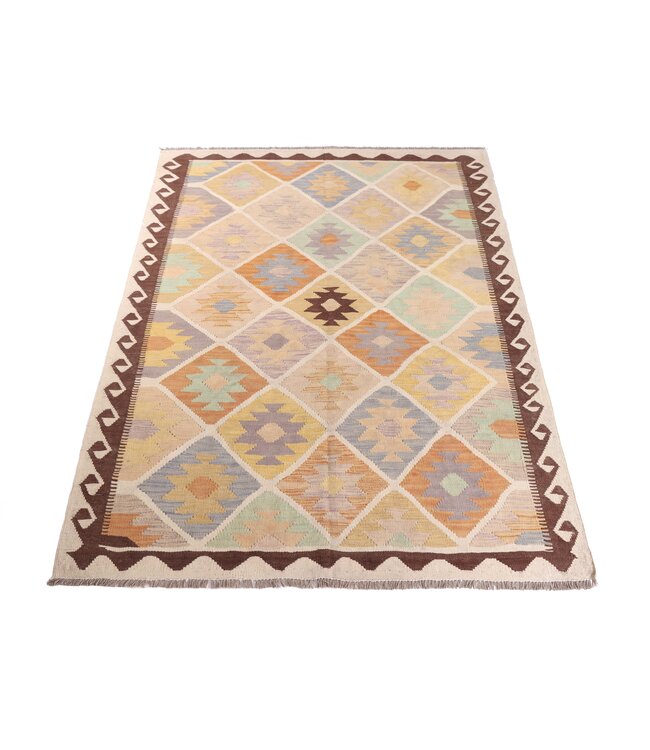 200x141 cm Handwoven Traditional Kelim Area Rug Wool Carpet