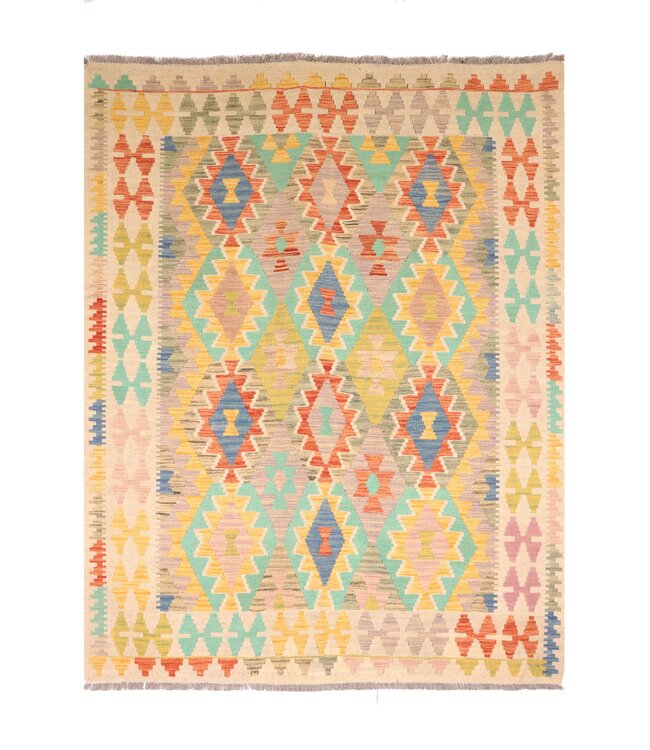 197x155 cm Handgewebter Traditioneller Kelim Teppich Woll