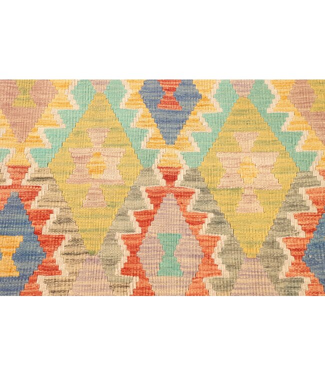 197x155 cm Handgeweven Traditionele Kelim Vloerkleed Wol Tapijt