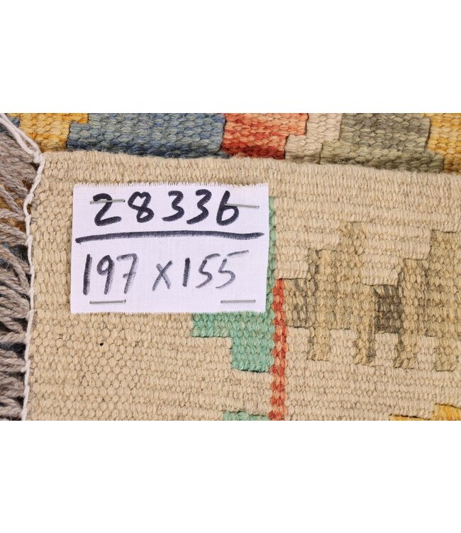 197x155 cm Handgewebter Traditioneller Kelim Teppich Woll