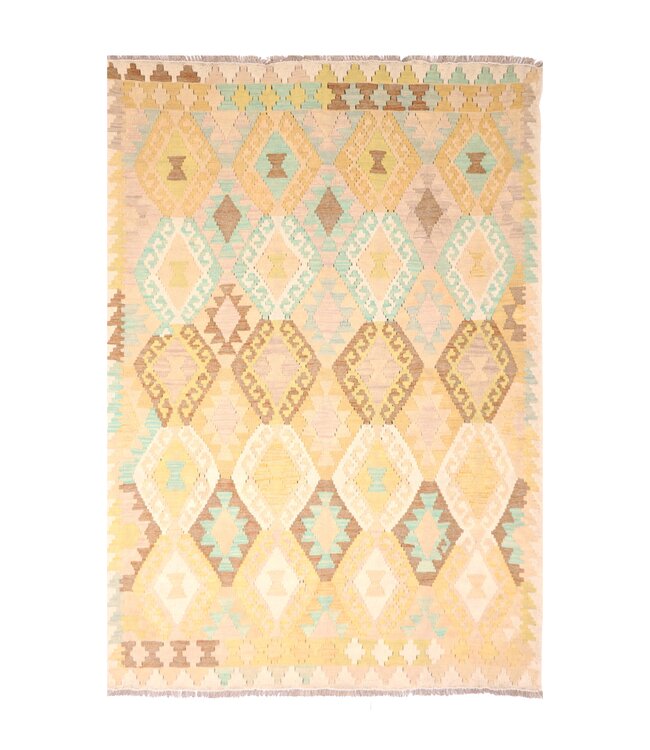 196x142 cm Handwoven Traditional Kelim Area Rug Wool Carpet