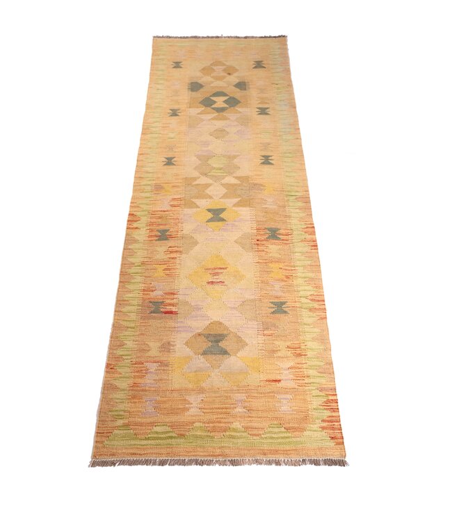 247x82 cm Handgeweven Kelim Loper  Wol  Vloerkleed Tapijt