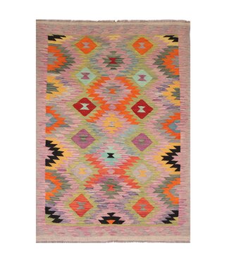 Kelimshop 202x151 cm Handgewebter Traditioneller Kelim Teppich Woll