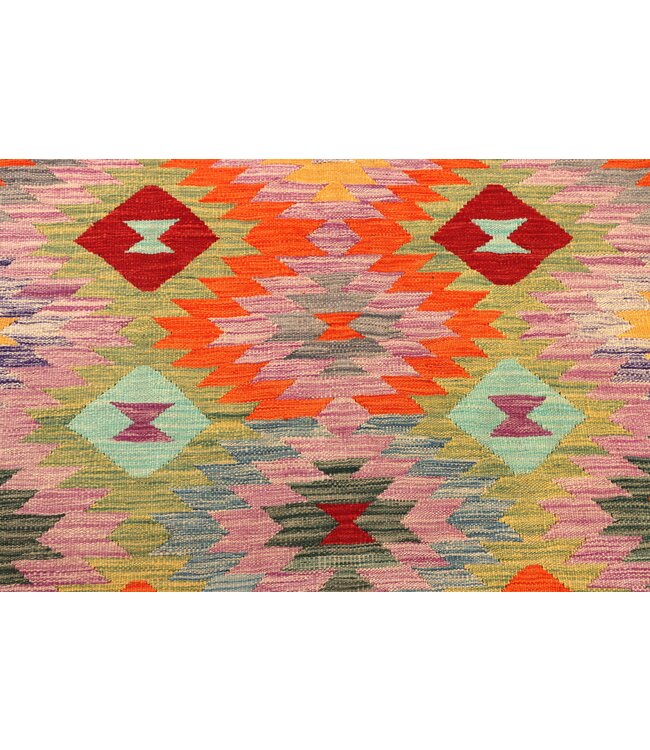 202x151 cm Handgeweven Traditionele Kelim Vloerkleed Wol Tapijt