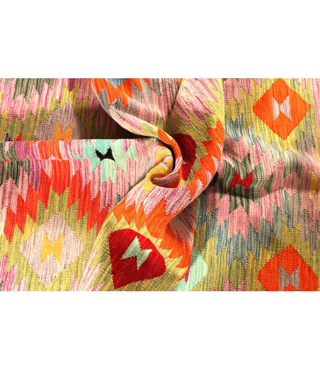 202x151 cm Handgeweven Traditionele Kelim Vloerkleed Wol Tapijt