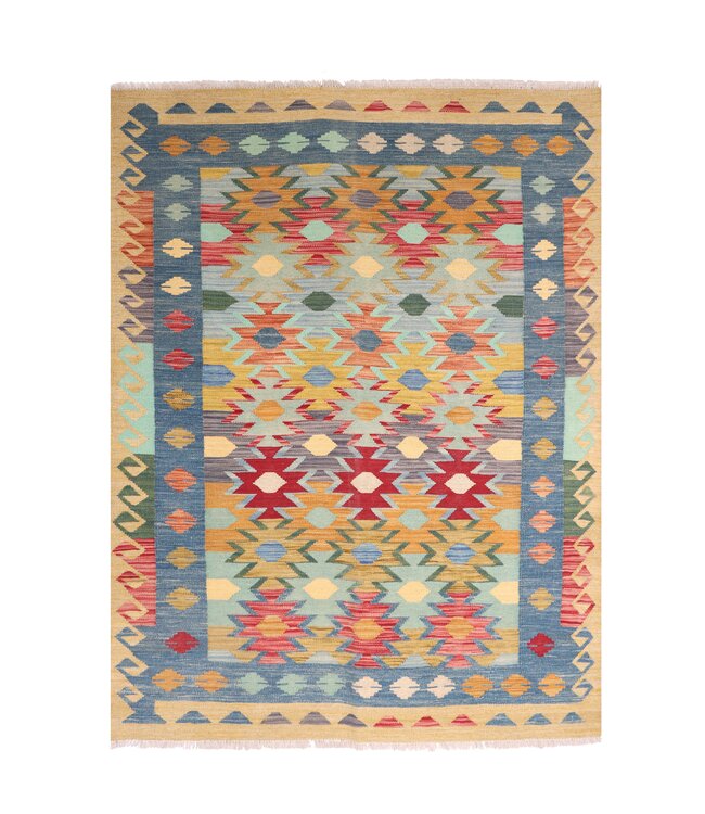 205x156 cm Handwoven Traditional Kelim Area Rug Wool Carpet