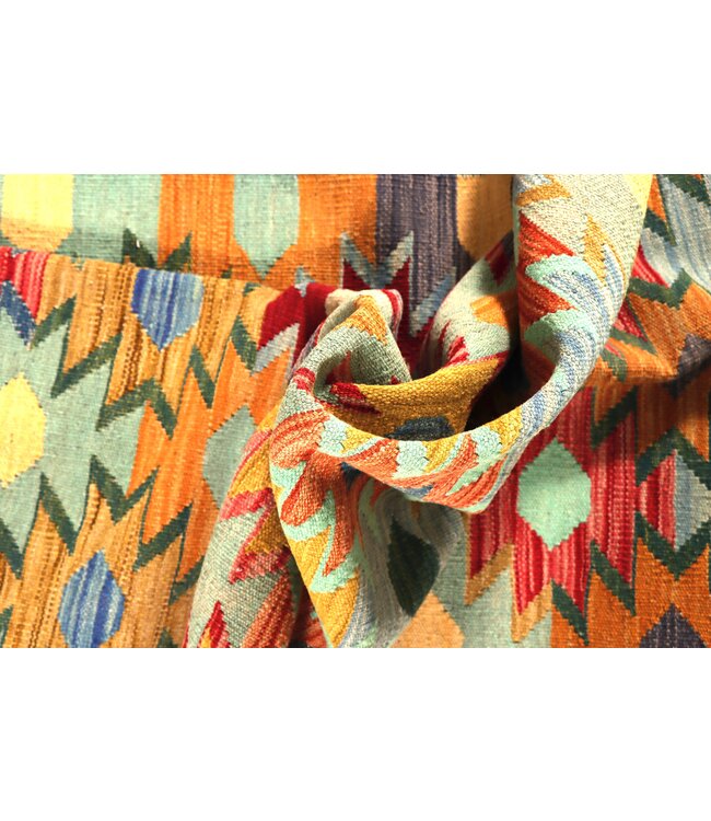 205x156 cm Handgeweven Traditionele Kelim Vloerkleed Wol Tapijt