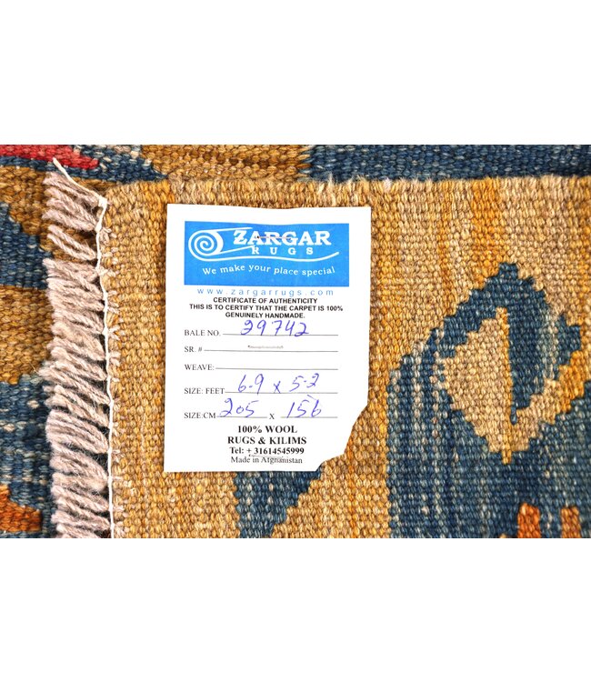 205x156 cm Handgewebter Traditioneller Kelim Teppich Woll