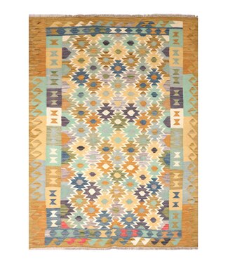 Kelimshop 202x156 cm Handgewebter Traditioneller Kelim Teppich Woll
