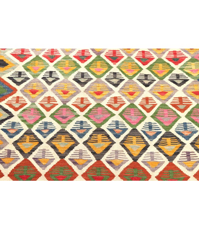 195x146 cm Handwoven Traditional Kelim Area Rug Wool Carpet